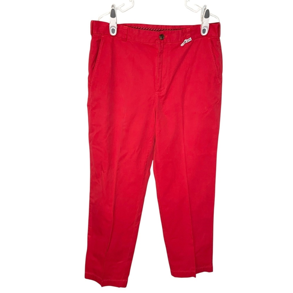 Brooks Brothers 35x30 Red Clark Chinos Straight Leg Cotton Preppy Ivy League - Picture 2 of 9